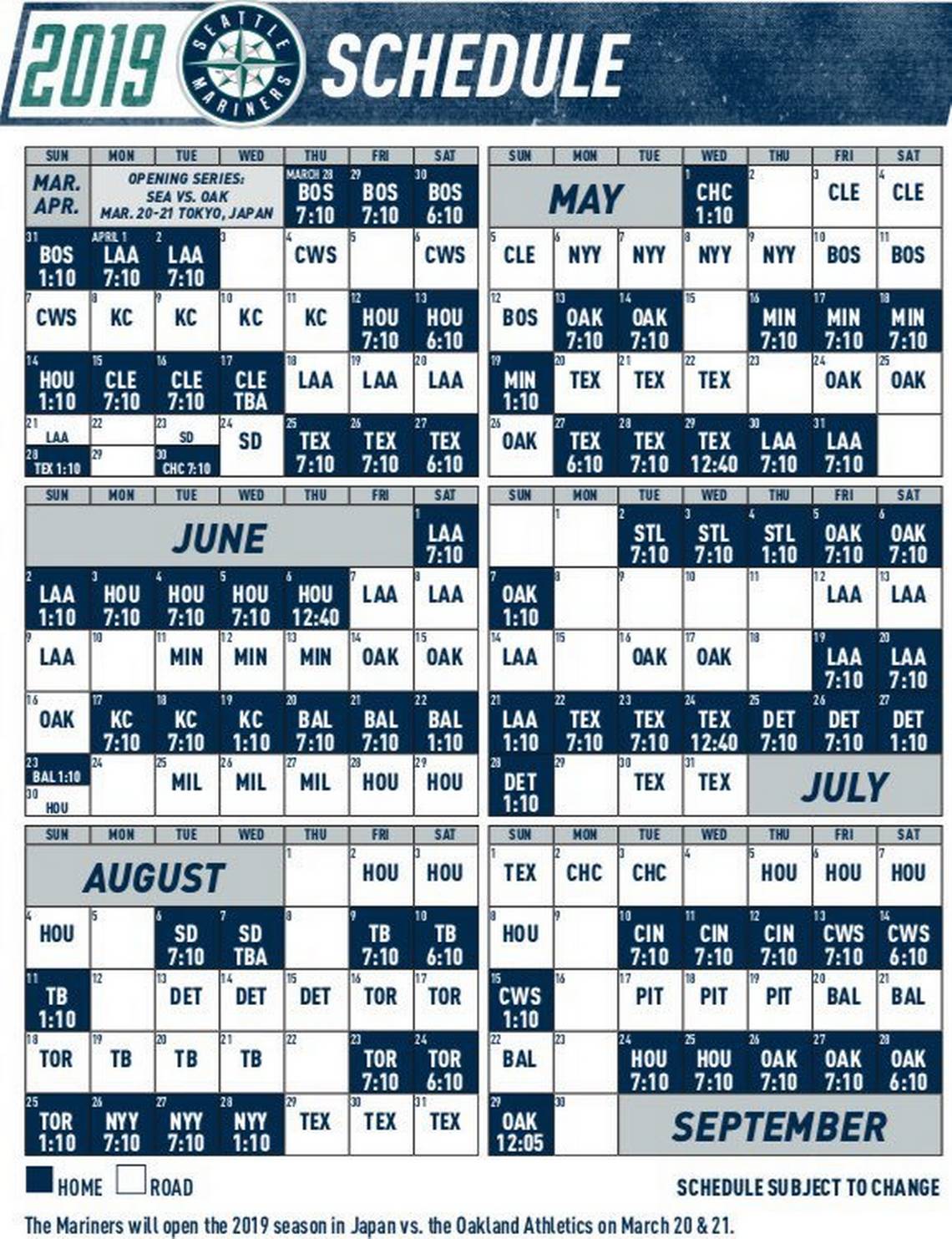 Seattle Mariners Printable Schedule Printable World Holiday
